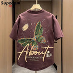 Supzoom New Arrival Summer Top Fashion Printed Butterfly Short O - neck Casual Hip Hop Heavy Texture Cotton Ins Loose Men Tshirt - StepByStepNow