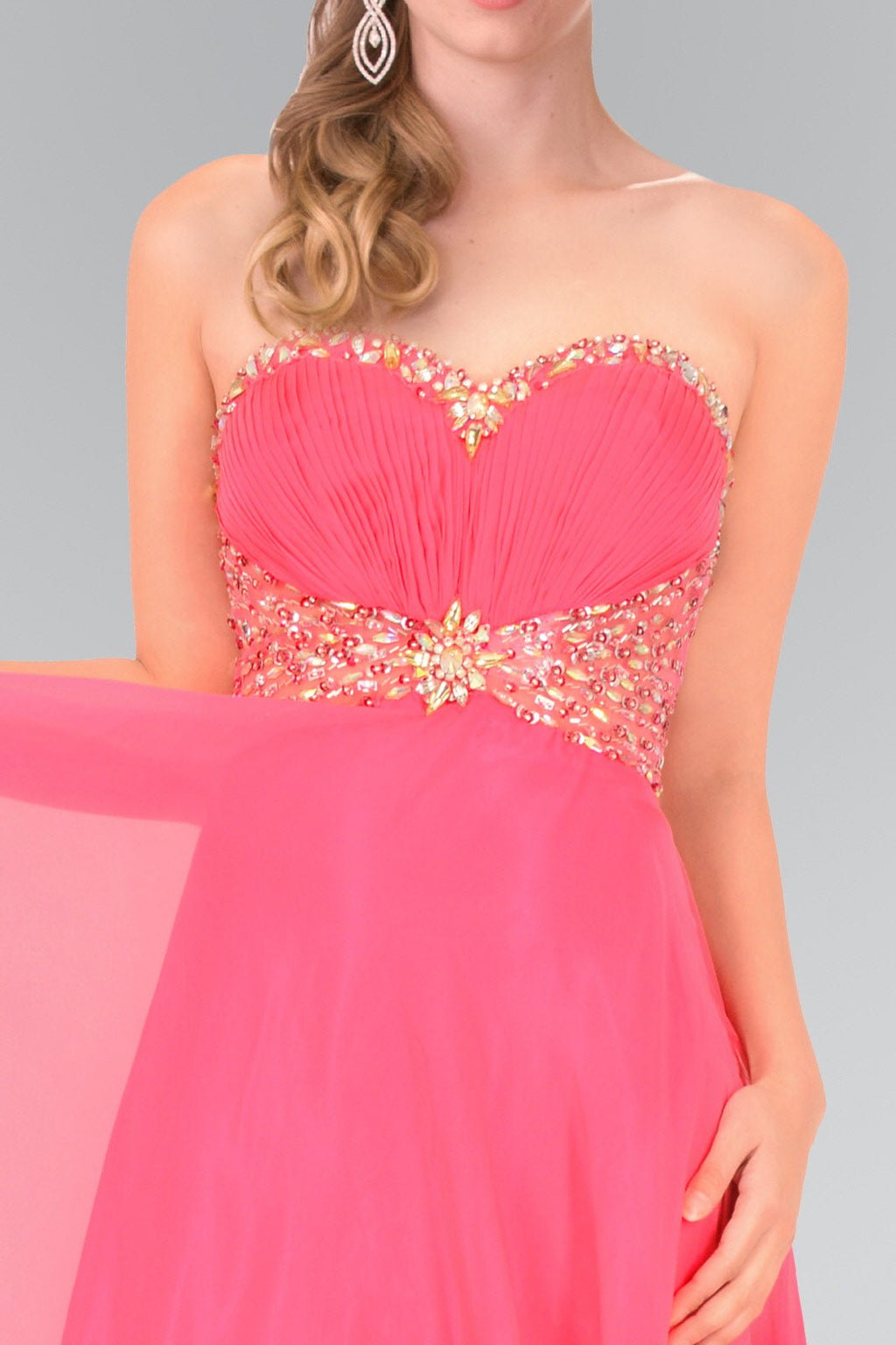 Sweetheart Chiffon Long Dress with Beaded Bodice - StepByStepNow