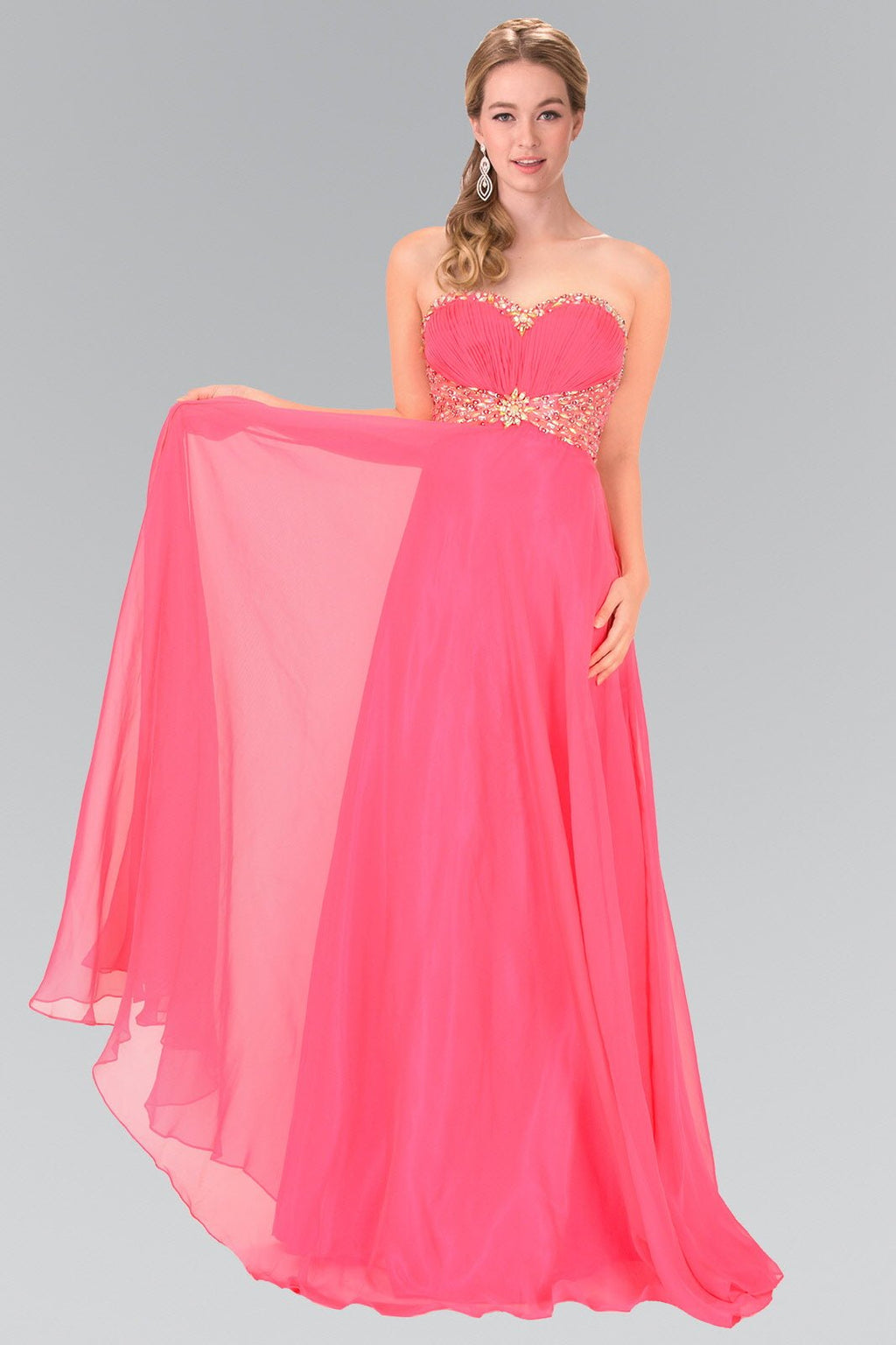 Sweetheart Chiffon Long Dress with Beaded Bodice - StepByStepNow
