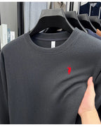 T-shirt a maniche lunghe di marca di lusso da uomo autunno Paul trendy squisito pony ricamo pullover allentato casual girocollo felpa - StepByStepNow