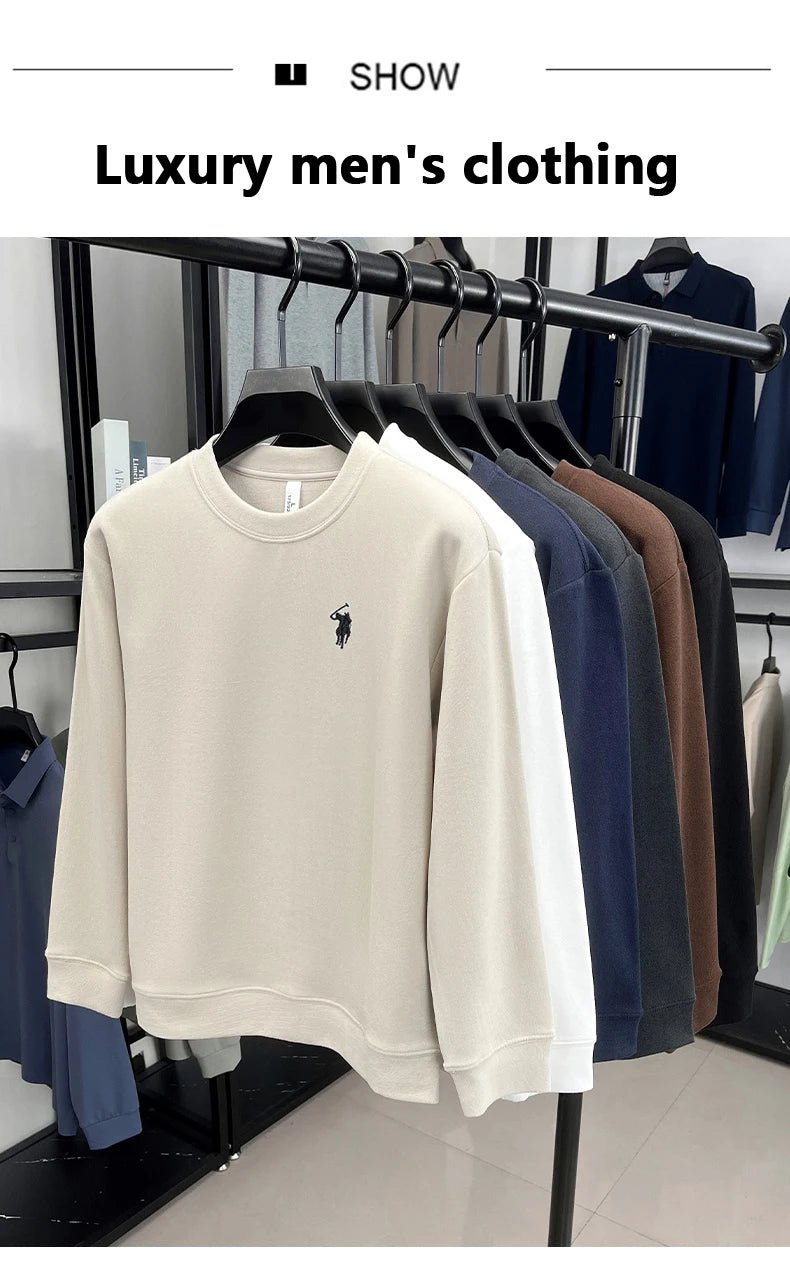 T-shirt a maniche lunghe di marca di lusso da uomo autunno Paul trendy squisito pony ricamo pullover allentato casual girocollo felpa - StepByStepNow