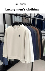 T-shirt a maniche lunghe di marca di lusso da uomo autunno Paul trendy squisito pony ricamo pullover allentato casual girocollo felpa - StepByStepNow