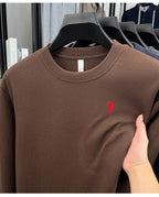 T-shirt a maniche lunghe di marca di lusso da uomo autunno Paul trendy squisito pony ricamo pullover allentato casual girocollo felpa - StepByStepNow