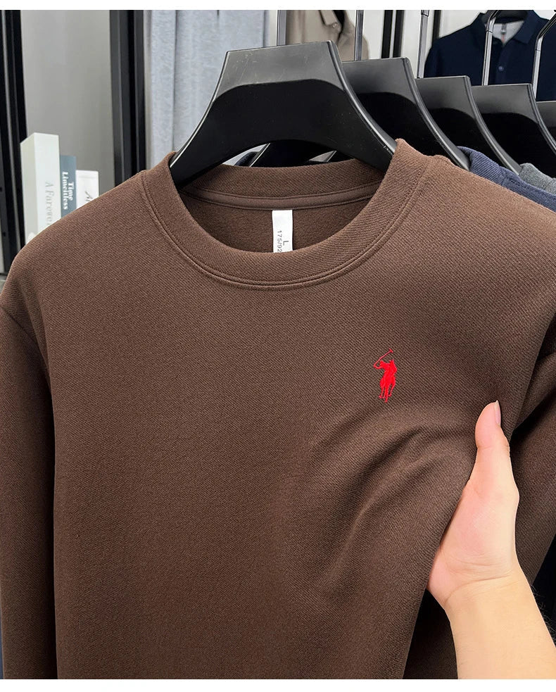 T-shirt a maniche lunghe di marca di lusso da uomo autunno Paul trendy squisito pony ricamo pullover allentato casual girocollo felpa - StepByStepNow