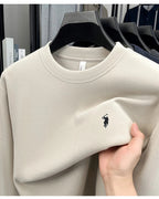 T-shirt a maniche lunghe di marca di lusso da uomo autunno Paul trendy squisito pony ricamo pullover allentato casual girocollo felpa - StepByStepNow