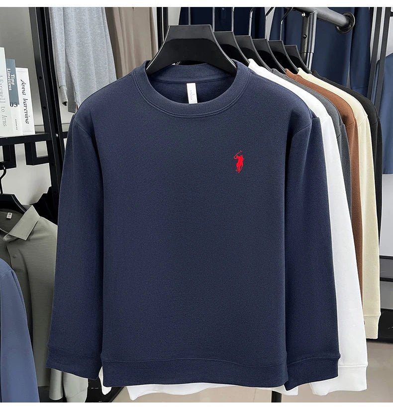 T-shirt a maniche lunghe di marca di lusso da uomo autunno Paul trendy squisito pony ricamo pullover allentato casual girocollo felpa - StepByStepNow