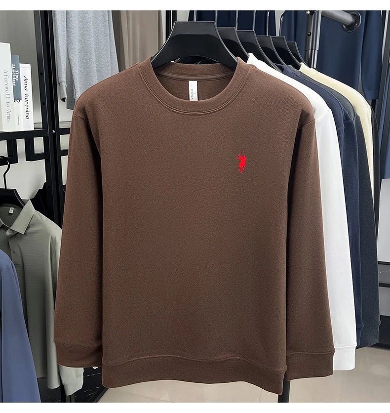 T-shirt a maniche lunghe di marca di lusso da uomo autunno Paul trendy squisito pony ricamo pullover allentato casual girocollo felpa - StepByStepNow