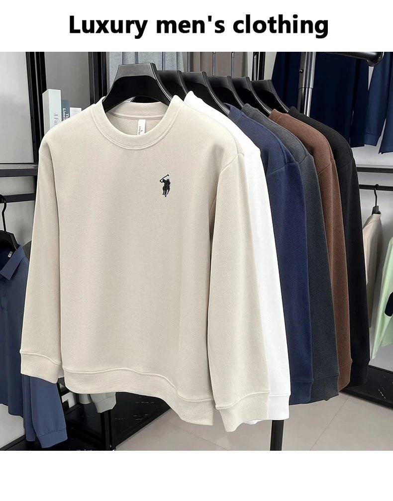 T-shirt a maniche lunghe di marca di lusso da uomo autunno Paul trendy squisito pony ricamo pullover allentato casual girocollo felpa - StepByStepNow