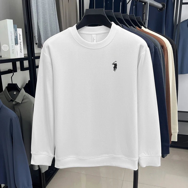 T-shirt a maniche lunghe di marca di lusso da uomo autunno Paul trendy squisito pony ricamo pullover allentato casual girocollo felpa - StepByStepNow