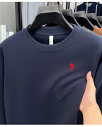 T-shirt a maniche lunghe di marca di lusso da uomo autunno Paul trendy squisito pony ricamo pullover allentato casual girocollo felpa - StepByStepNow