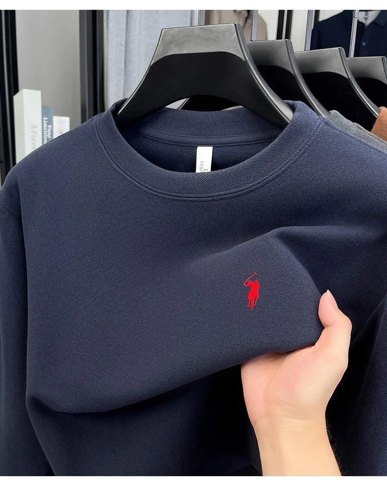 T-shirt a maniche lunghe di marca di lusso da uomo autunno Paul trendy squisito pony ricamo pullover allentato casual girocollo felpa - StepByStepNow