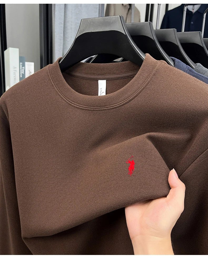 T-shirt a maniche lunghe di marca di lusso da uomo autunno Paul trendy squisito pony ricamo pullover allentato casual girocollo felpa - StepByStepNow