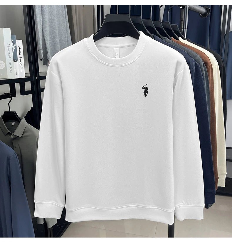 T-shirt a maniche lunghe di marca di lusso da uomo autunno Paul trendy squisito pony ricamo pullover allentato casual girocollo felpa - StepByStepNow