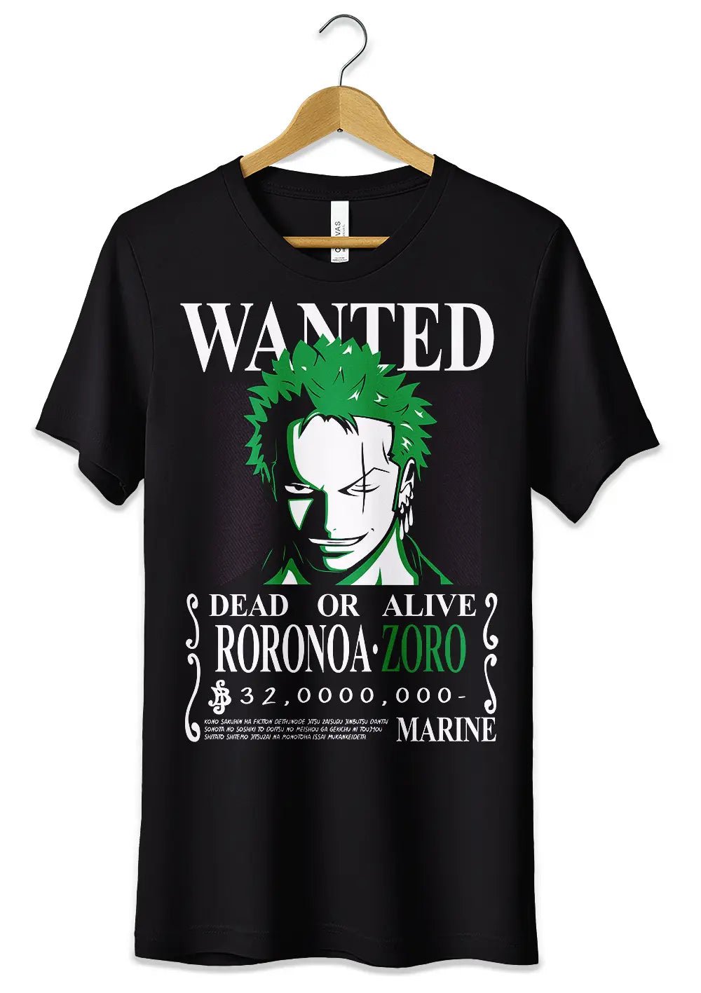 T-Shirt Maglietta Anime Roronoa Zoro Wanted One Piece - StepByStep