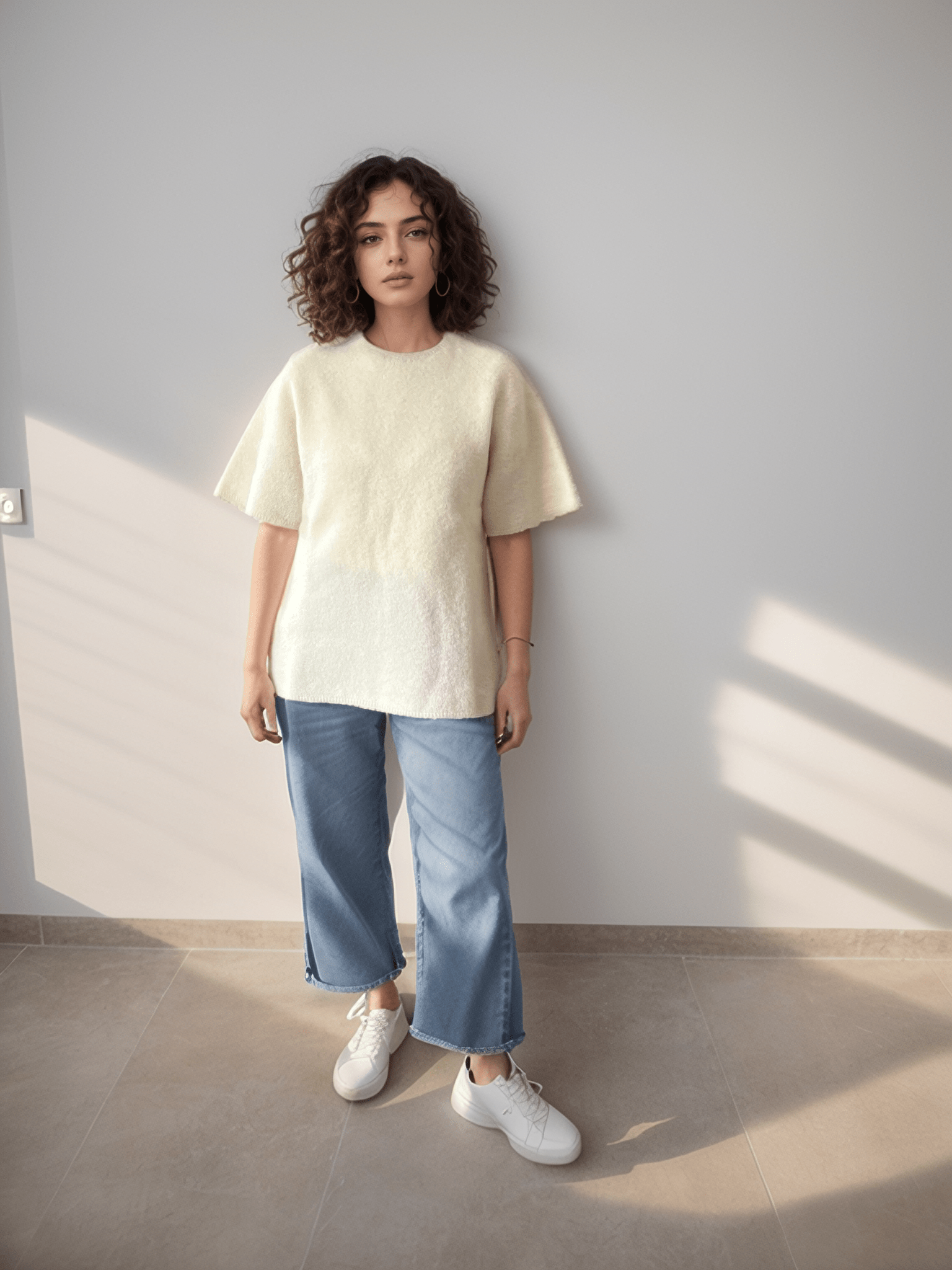 T-shirt Oversize morbida in Lana - Cloud - StepByStep