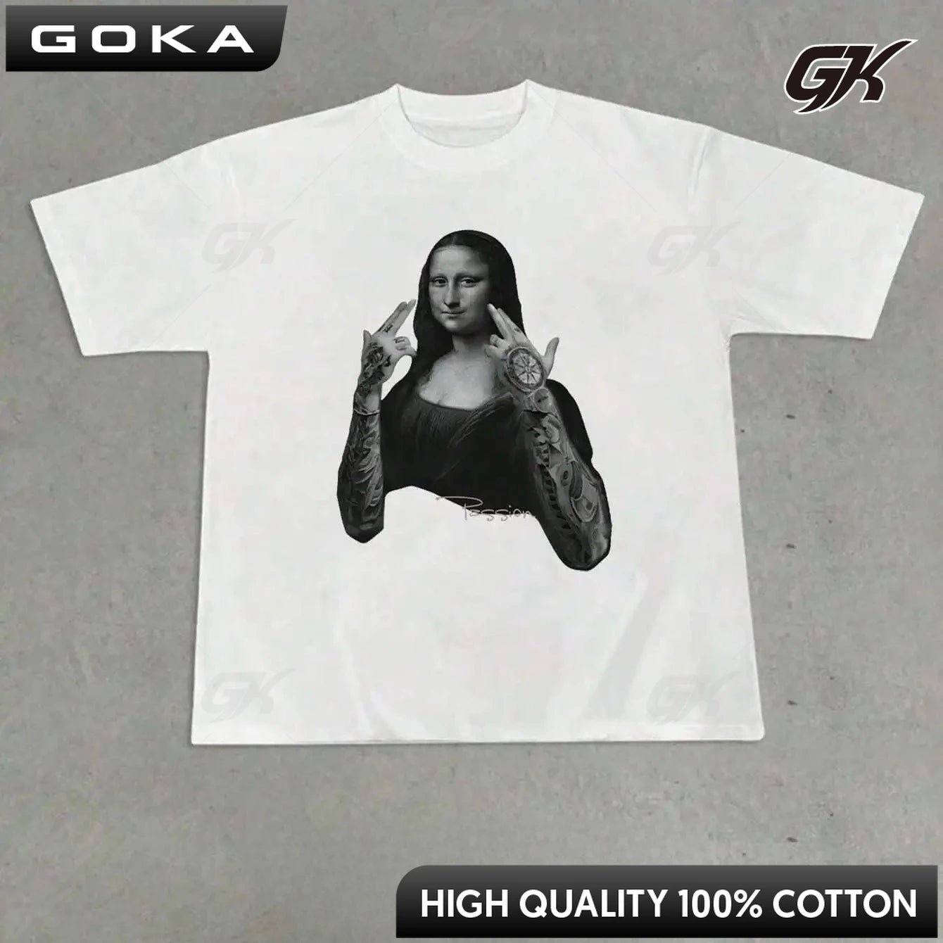 Tattooed Mona Lisa Vintage Streetwear Tee - Black Graphic Top - StepByStepNow