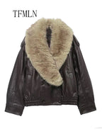 Giacca in Ecopelle Invernale con Pelliccia e Doppio Petto, Moda Street Style - StepByStepNow