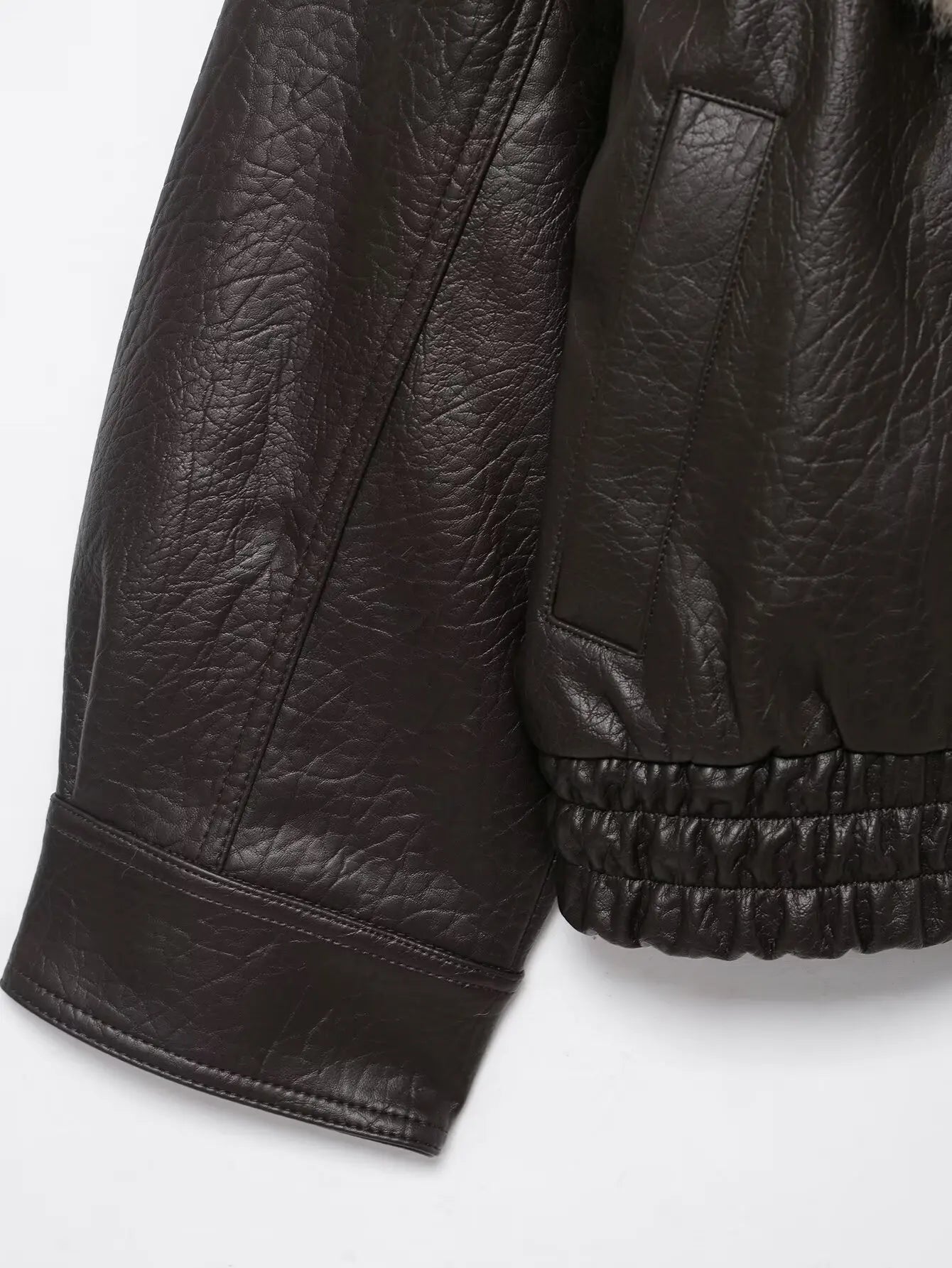 Giacca in Ecopelle Invernale con Pelliccia e Doppio Petto, Moda Street Style - StepByStepNow