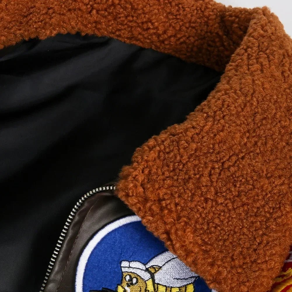 Top Gun: Maverick Aviator Pilot Leather Jacket Men's Brown Winter Jacket Air Force Collar Coat Halloween Cosplay Outfits - StepByStep