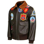 Top Gun: Maverick Aviator Pilot Leather Jacket Men's Brown Winter Jacket Air Force Collar Coat Halloween Cosplay Outfits - StepByStep