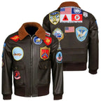 Top Gun: Maverick Aviator Pilot Leather Jacket Men's Brown Winter Jacket Air Force Collar Coat Halloween Cosplay Outfits - StepByStep