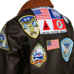 Top Gun: Maverick Aviator Pilot Leather Jacket Men's Brown Winter Jacket Air Force Collar Coat Halloween Cosplay Outfits - StepByStep