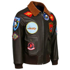 Top Gun: Maverick Aviator Pilot Leather Jacket Men's Brown Winter Jacket Air Force Collar Coat Halloween Cosplay Outfits - StepByStep