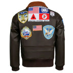 Top Gun: Maverick Aviator Pilot Leather Jacket Men's Brown Winter Jacket Air Force Collar Coat Halloween Cosplay Outfits - StepByStep