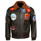 Top Gun: Maverick Aviator Pilot Leather Jacket Men's Brown Winter Jacket Air Force Collar Coat Halloween Cosplay Outfits - StepByStep