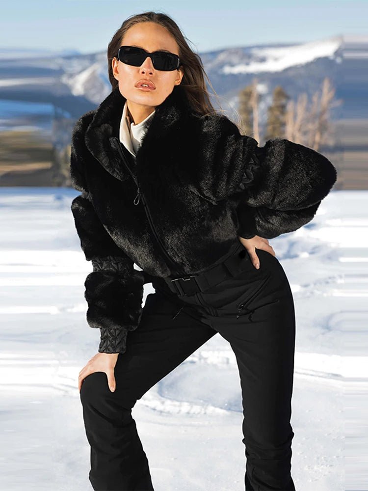 Tuta da sci Pelliccia semplice ed elegante Abbigliamento aderente - StepByStepNow