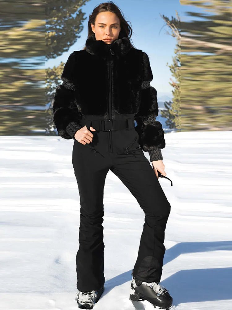 Tuta da sci Pelliccia semplice ed elegante Abbigliamento aderente - StepByStepNow