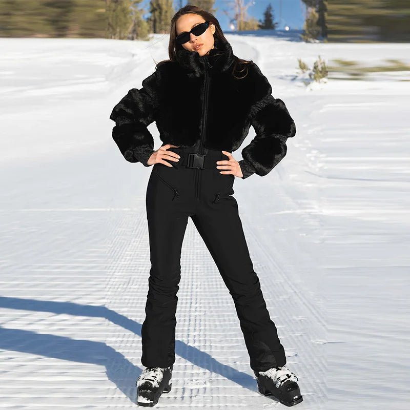 Tuta da sci Pelliccia semplice ed elegante Abbigliamento aderente - StepByStepNow