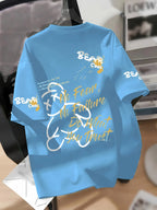 Urban Bear Print T-Shirt - Summer 2026 Cotton Streetwear - StepByStepNow