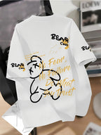 Urban Bear Print T-Shirt - Summer 2026 Cotton Streetwear - StepByStepNow