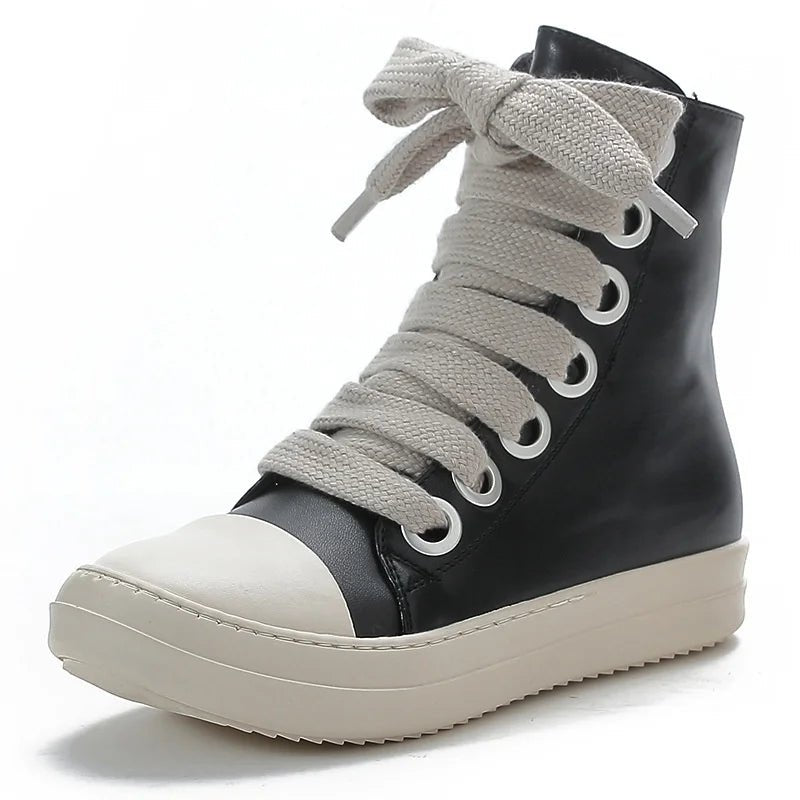 Urban Platform Sneakers: Unisex Mid - Tops with Side Zipper – Solid Black Microfiber - StepByStepNow