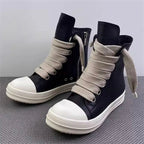 Urban Platform Sneakers: Unisex Mid - Tops with Side Zipper – Solid Black Microfiber - StepByStepNow