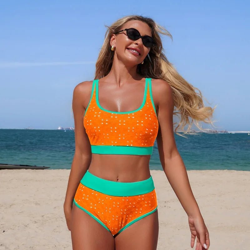 VigoBreviya High Waist Bikini Set Women Summer Black Patchwork Swimwear Female 2026 Tied Backless Swimsuit Ladies Bathing Suit - StepByStepNow