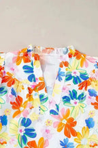 White Floral Flutter Top - StepByStep