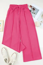 Wide Leg Sweatpants - Rose Red Terry Knit - StepByStep