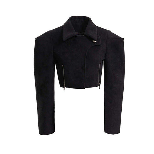 Wide - Shoulder Short Woolen Coat For Women, Financial District, BYMANYC New York. - StepByStep