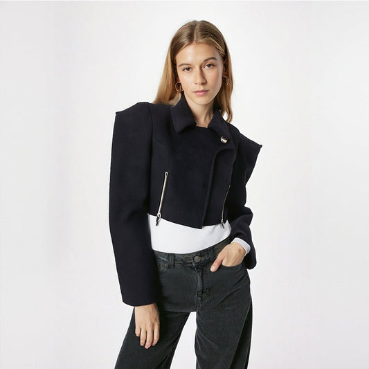 Wide - Shoulder Short Woolen Coat For Women, Financial District, BYMANYC New York. - StepByStep