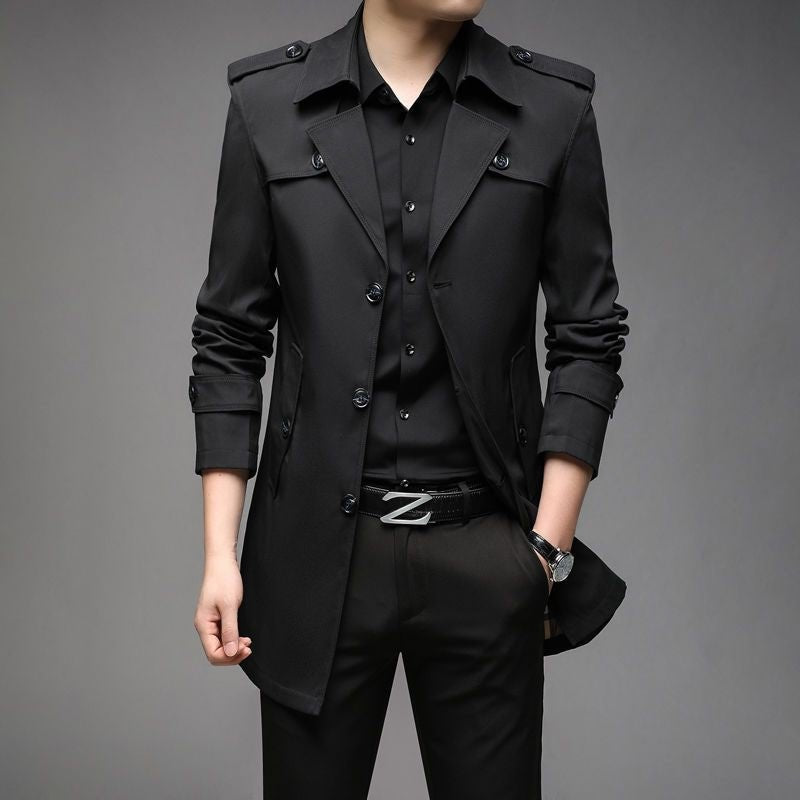Windbreaker Mid - length Casual Jacket Slim Business Men's Suit Jacket - StepByStepNow