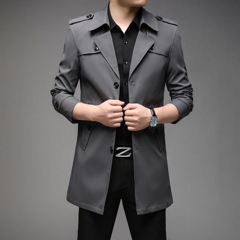 Windbreaker Mid - length Casual Jacket Slim Business Men's Suit Jacket - StepByStepNow