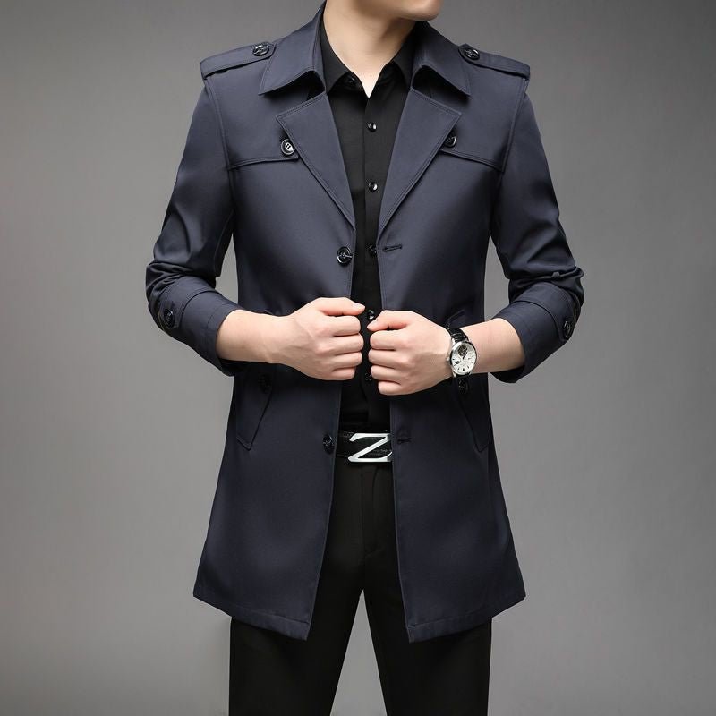 Windbreaker Mid - length Casual Jacket Slim Business Men's Suit Jacket - StepByStepNow