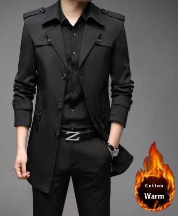 Windbreaker Mid - length Casual Jacket Slim Business Men's Suit Jacket - StepByStepNow