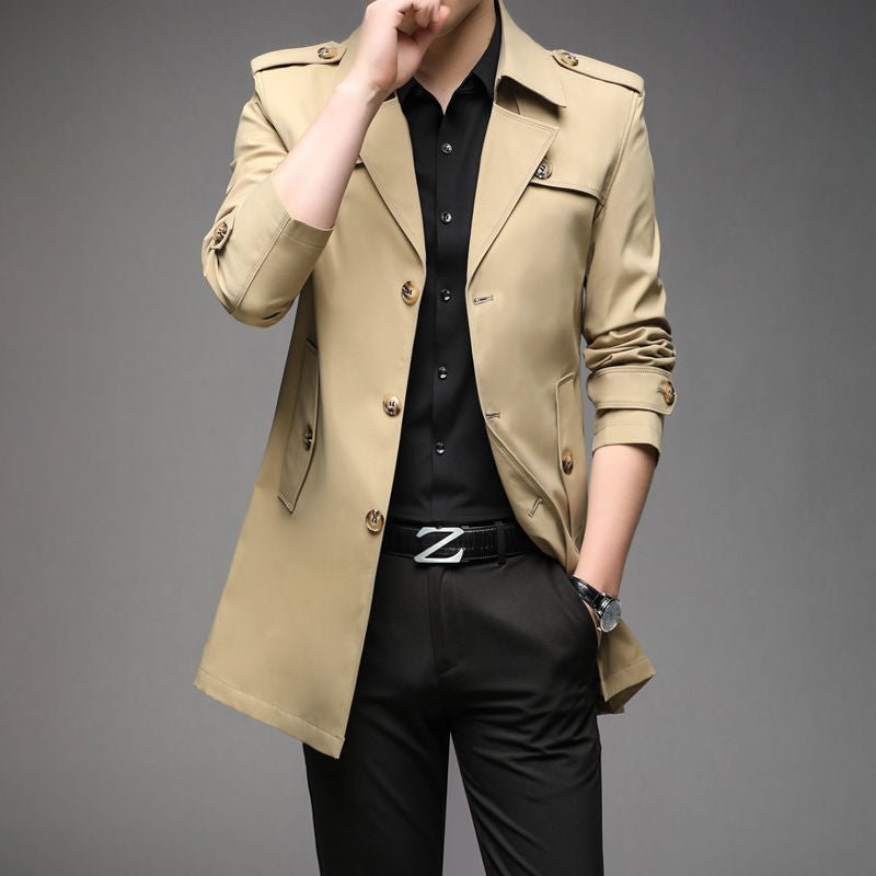 Windbreaker Mid - length Casual Jacket Slim Business Men's Suit Jacket - StepByStepNow