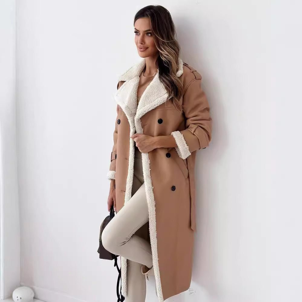 Winter Jacket With Belt Fashion Double Breasted Lapel Windbreaker Women's Long Trench Coat Mid - length Overcoat Clothing - StepByStepNow