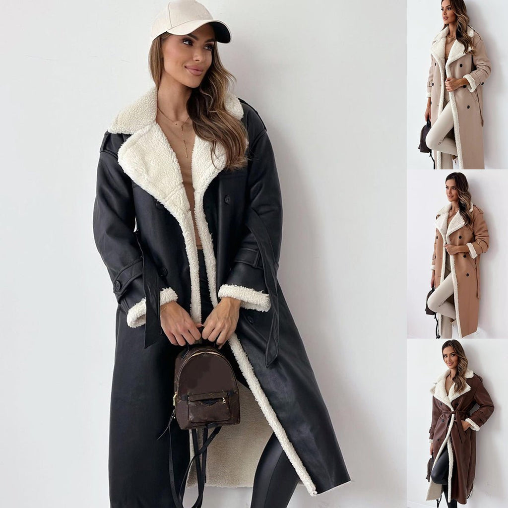 Winter Jacket With Belt Fashion Double Breasted Lapel Windbreaker Women's Long Trench Coat Mid - length Overcoat Clothing - StepByStepNow
