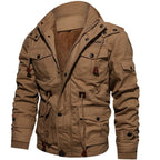 Winter Zip - up Coat Warm Thickened Detachable Hooded Jacket Multi - pocket Button Drawstring Long Sleeve Tops Men's Cargo Clothing - StepByStepNow