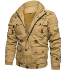 Winter Zip - up Coat Warm Thickened Detachable Hooded Jacket Multi - pocket Button Drawstring Long Sleeve Tops Men's Cargo Clothing - StepByStepNow